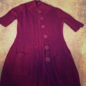 Gently used women’s burgundy thigh length sweater